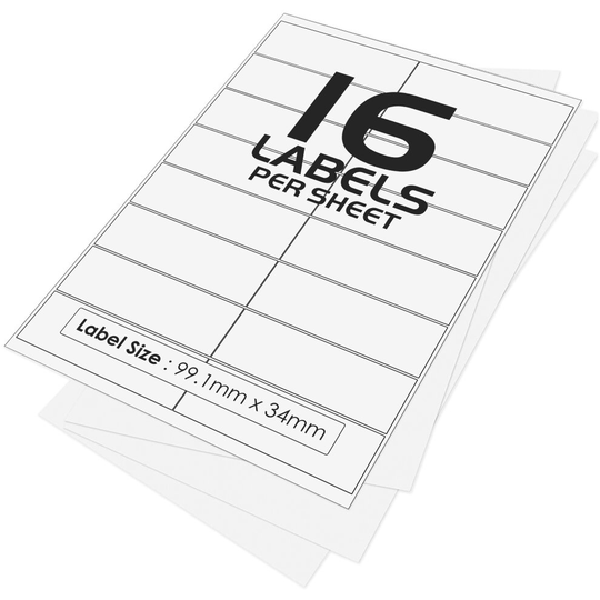 (25 Pack) Self-Adhesive A4 Address Shipping Labels Stickers, 16 Per Page/Sheet L7162/J8162 Printer Paper JAM Free