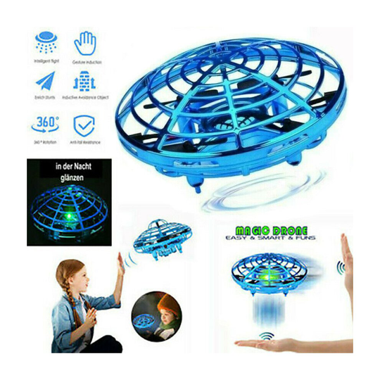 (Red) Mini Drone Quad Induction Levitation UFO Flying Toy Hand-controlled Kids Gift UK