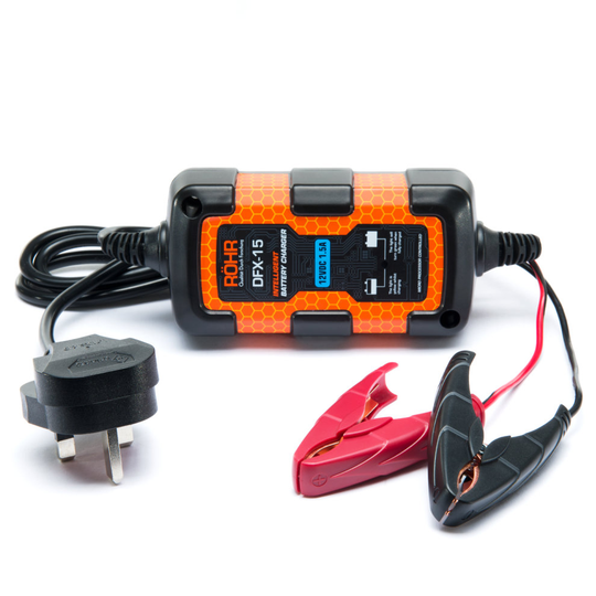 Röhr DFX-15 Smart Car Battery Charger AGM / GEL / WET Repair 1.5 Amp 12v | Intelligent Trickle Charge