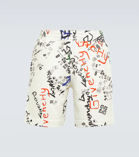 Printed fleece Bermuda shorts