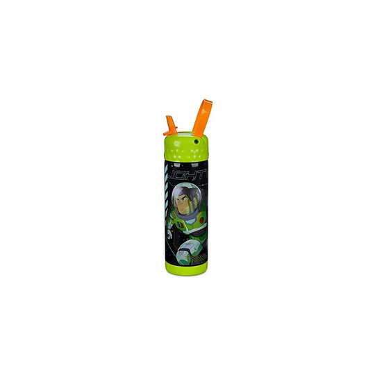 Disney Pixar Lightyear Stainless Steel Water Bottle with Built-In Straw