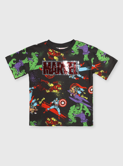 Marvel Avengers Charcoal Sequin T-Shirt - 5 years