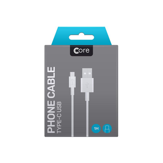 Type-C USB Cable 1m White by Core for Samsung HTC Oneplus