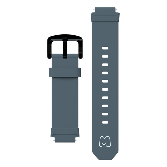 (Grey) Moochies Connect - Silicone Strap for Moochies Smart Watch - Clasp Buckle (L 22cm)