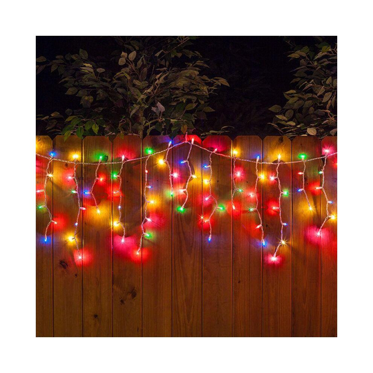 (10m) Best Artificial Multi-Coloured Outdoor Connectable Christmas LED Icicle Lights Waterproof 8 Multi-Function with Timer & Memory