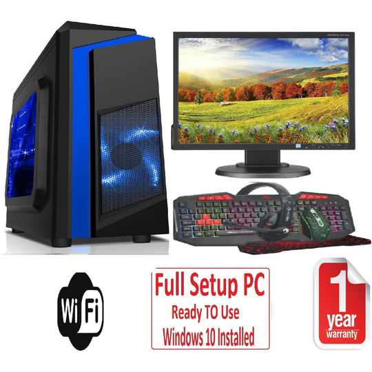 (F3 Blue ) Fast Gaming PC Bundle Intel Core i5 16GB RAM 1TB GT710