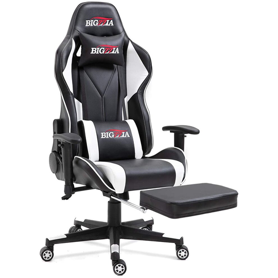 (White) Dripex Ergonomic Gaming Chair with footrest 3