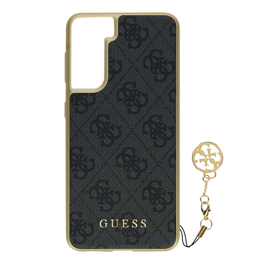 Case Samsung S21 Plus Bi-material Leather effect finish 4G Charms Guess grey