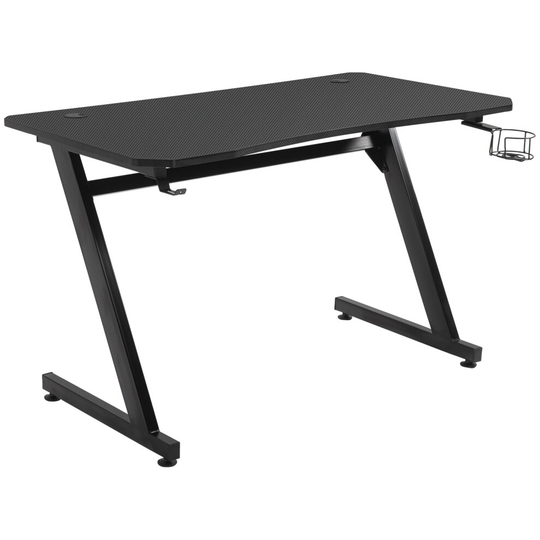 HOMCOM Gaming Desk with Cup Headphone Holder Adjustable Feet, Black