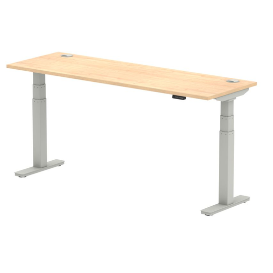 Dynamic Air 1800/600 Maple Height Adjustable Desk with Cable Ports with Silver L