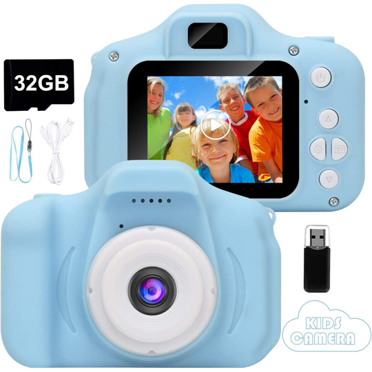(Blue) Mini Digital Kids Camera HD 1080P LCD Camera Toy