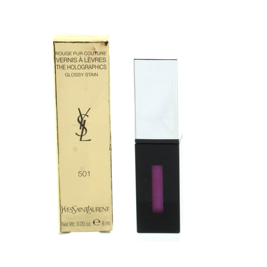 YSL Pink Lip Stain Glossy Rouge Couture Holographics 501 Arcade Pink