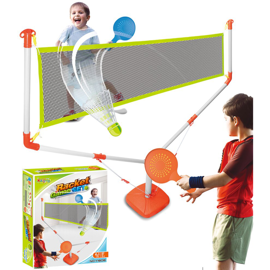 Kids Complete Tennis & Badminton Sport Play Set Racket Balls Net Stand