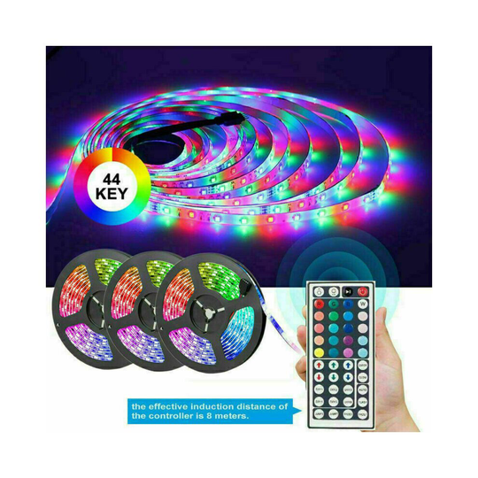 (15M with UK Plug) 5-15M RGB 3528 LED Strip Lights With IR Remote Back Light 12V Colour Changing UK
