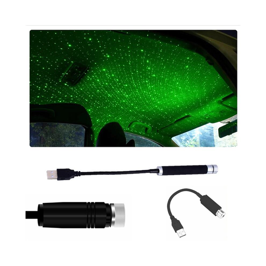 Plug and Play Car and Home Roof Green Star Lights Projector Ceiling Romantic USB Night Light Starry Sky Atmosphere Ambient