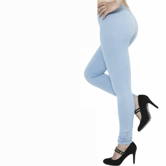 Ladies Stretch Elasticated Slim Fit Jeggings, Sky Blue