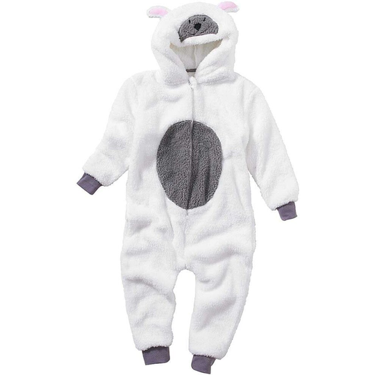 (11-12 Years, Off-White) Animal Crazy Boys Girls Sheep Nativity Onesie Supersoft Fleece Jumpsuit Playsuit