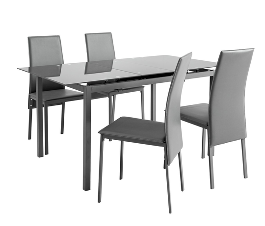 Argos Home Lido Glass Extending Dining Table & 4 Grey Chairs
