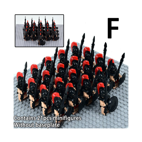 (F) 7 styles 21pcs ancient medieval soldiers without baseplate army building block minifigures