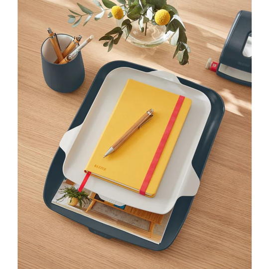 Leitz Cosy Letter Tray with Desk Organiser A4, Velvet Grey