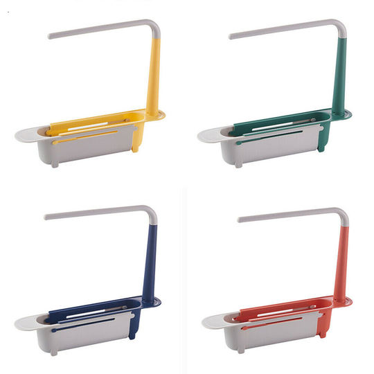 (Blue) Expandable Storage Telescopic Sink Rack Holder Drain Basket