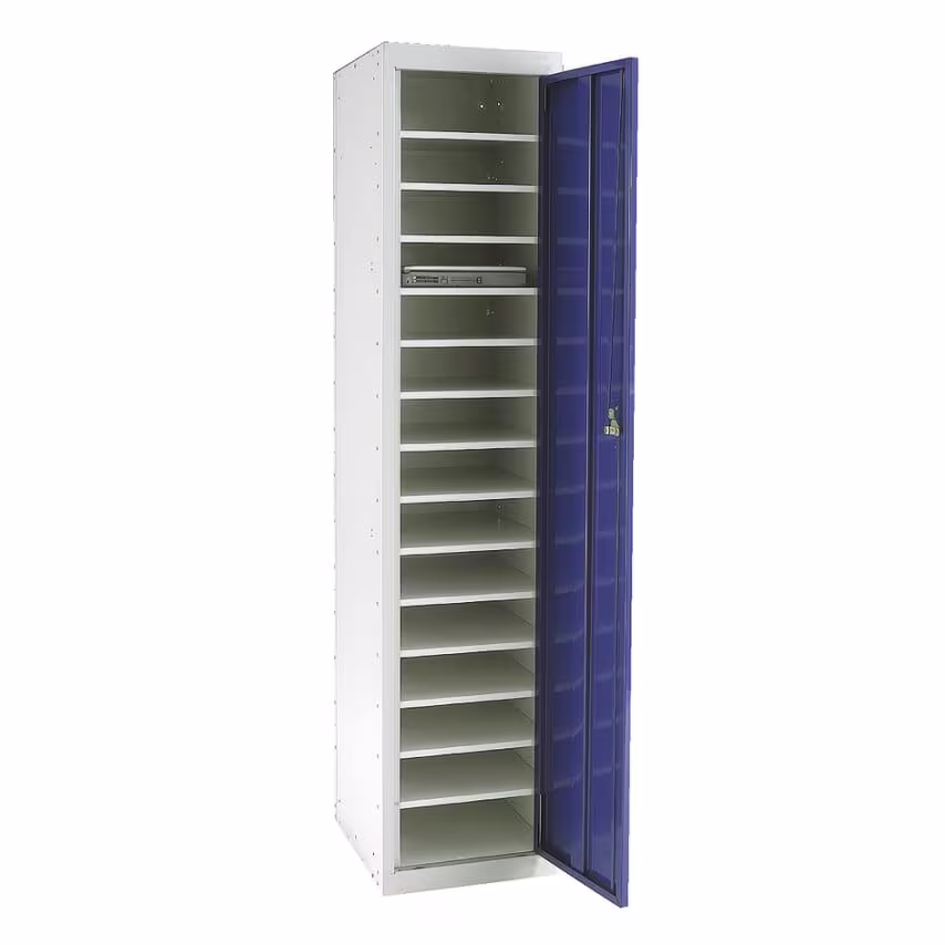 Link51 1778 x 381 x 457mm 1 Door/15 Compartment Laptop Storage Locker, Grey/Blue