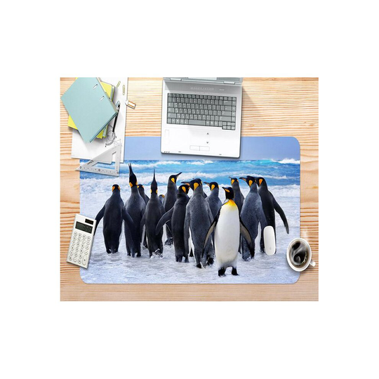 (W80cmxH40cm(21''x16'')) 3D Penguin Group 107 Desk Mat Office Desk Mouse Mat Big Keyboard Game