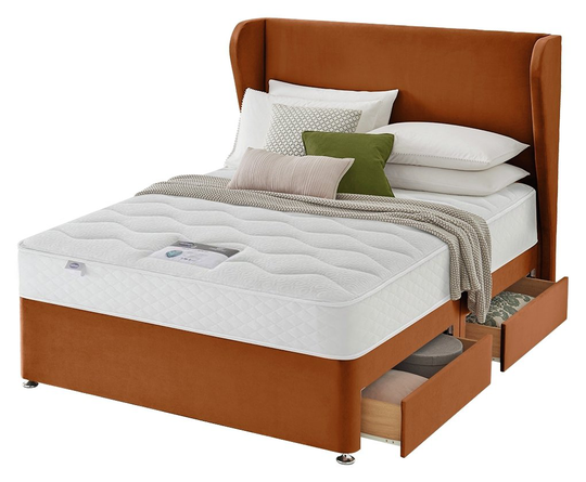 Silentnight 1000 Pkt Memory Double 4 Drawer Divan Bed- Amber