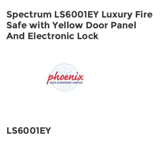 Phoenix Safe Spectrum LS6001EY Luxury Fire Safe with Yellow Door Panel and Elect