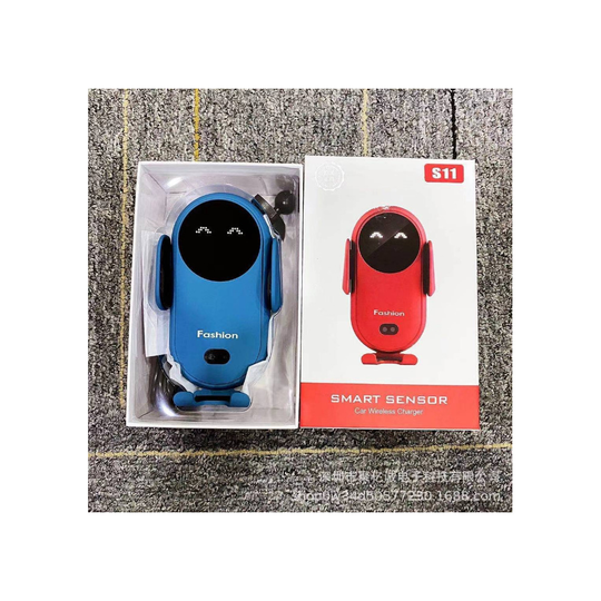 (Blue) Smart Car Wireless Charger Phone Holder Smart Automatic Sensor Car Phone Holder