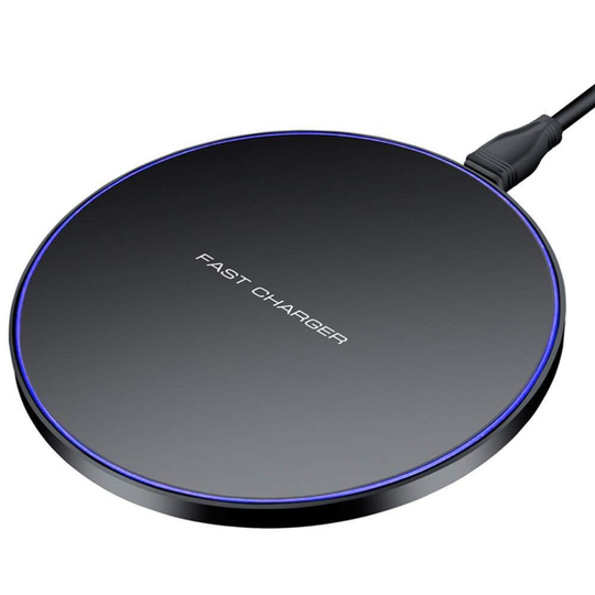 Samsung Galaxy A5 (2017) Round Black Universal Qi Wireless Charger Desktop Pad + Qi Receiver Type-C