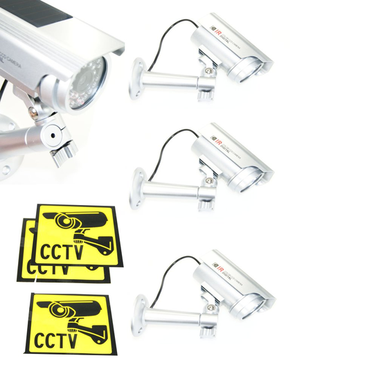 Ex-Pro Solar Powered Dummy Camera CCTV Security Surveillance Cam Fake IR LED 5PK