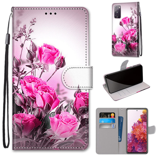 Samsung Galaxy S20 FE 5G Case Pattern Cover Folio with kickstand Rose