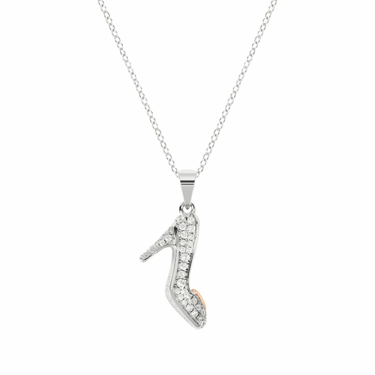 Disney Silver Cubic Zirconia Cinderella Pendant Necklace