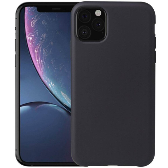 (Black, For Apple iPhone 11 Pro) Silicone Shockproof Soft Matte Back Phone Case Glass Screen Protector For Apple