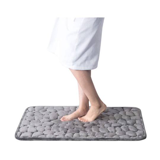 (Gray) Cobblestone Embossed Bathroom Bath Mat Non-Slip Rugs In Sink Bath Side Floor Rug Shower Doormat Memory Foam Pad