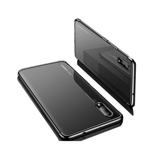 (Huawei P20 Lite, Black) New Ultra Thin Slim Transparent Clear Plating Soft TPU Gel Silicone Phone Case Hybrid Shockproof Cover For Huawei P20 Pro Lit