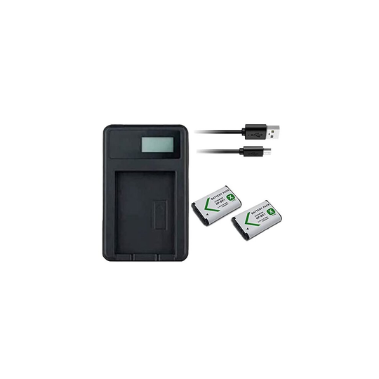USB Charger and 2 Batteries For Sony CyberShot DSC-WX350 Camera