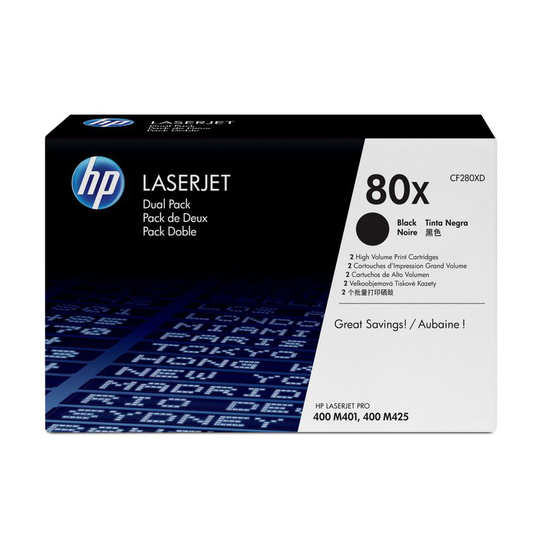HP HP 80X Black High Yield Toner 6.9K pages Twinpack for HP LaserJet Pro M401/M4
