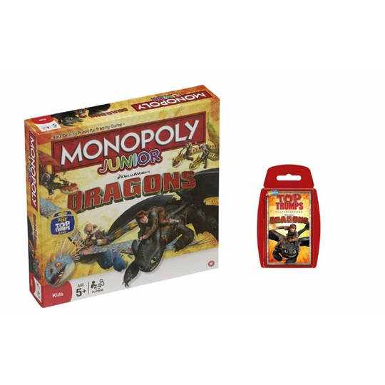 Dreamworks Dragons Monopoly Junior and Top Trumps Card Game Bundle
