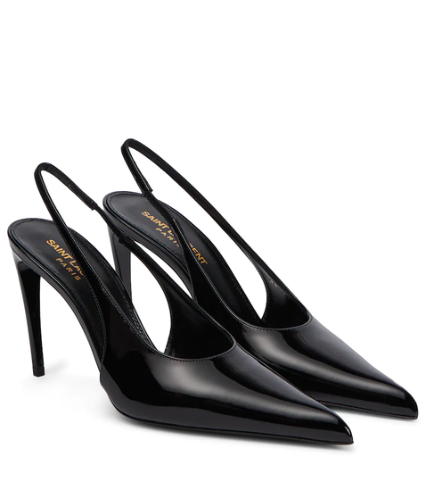 Pulp patent leather slingback pumps