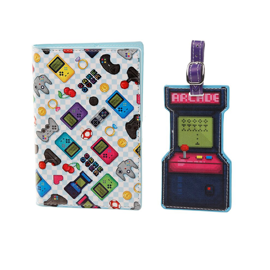 Fun Retro Gaming Game Over Luggage Tag and Passport Cover Set