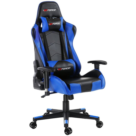 (Blue) GTFORCE PRO FX RECLINING SPORTS RACING GAMING OFFICE DESK PC CAR FAUX LEATHER CHAIR (Blue)