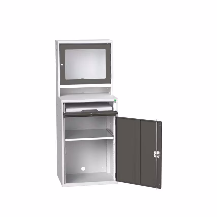 Bott Verso Computer Cupboard 1050 x 550 x 1650 W/1 Shelf - Light/Anthracite Grey