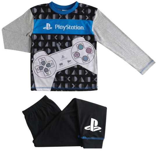 (Black/Grey, 5-6 Years / 110-116 cms) Boys Playstation Pyjamas - Control Design - Black Grey