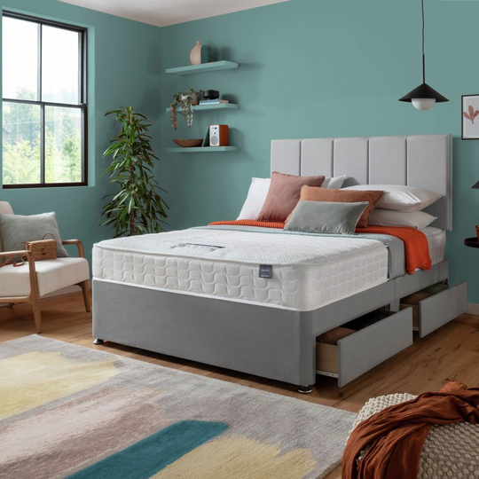 Silentnight Hatfield Memory 4 Drawer Kingsize Divan - Grey