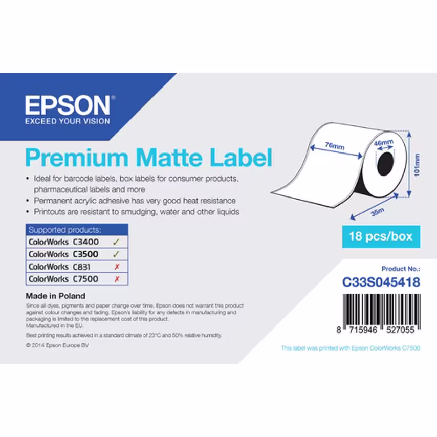 Epson 1Roll Premium Matte Label Cont- you get 21