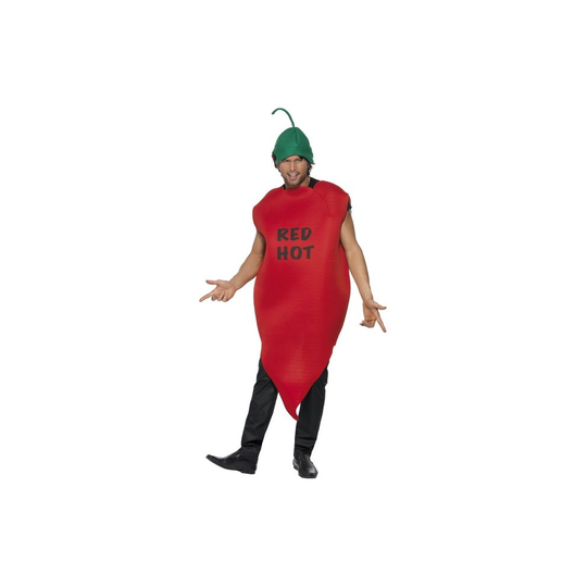 Smiffy's Adult Unisex Chilli Pepper Costume, Tunic And Hat, Funny Side, Serious - costume chilli pepper red hot fancy dress smiffys stag party