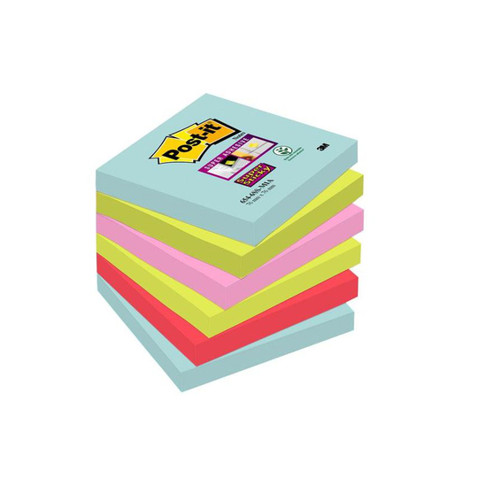 Post-it Post-It Super Sticky Notes 76x76mm 90 Sheets Cosmic Colours (Pack 6) 710