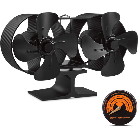 Stove Fan for Fireplace Wood Log Burner 8 Blades Twin Heat Powered Fan